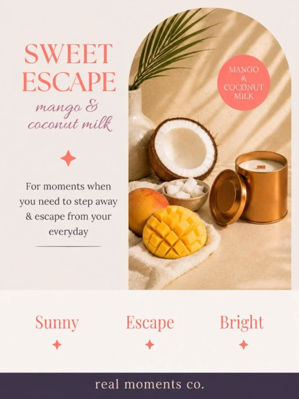 Sweet Escape Candle, Mango & Coconut Milk, Self Care Candle Gift Set